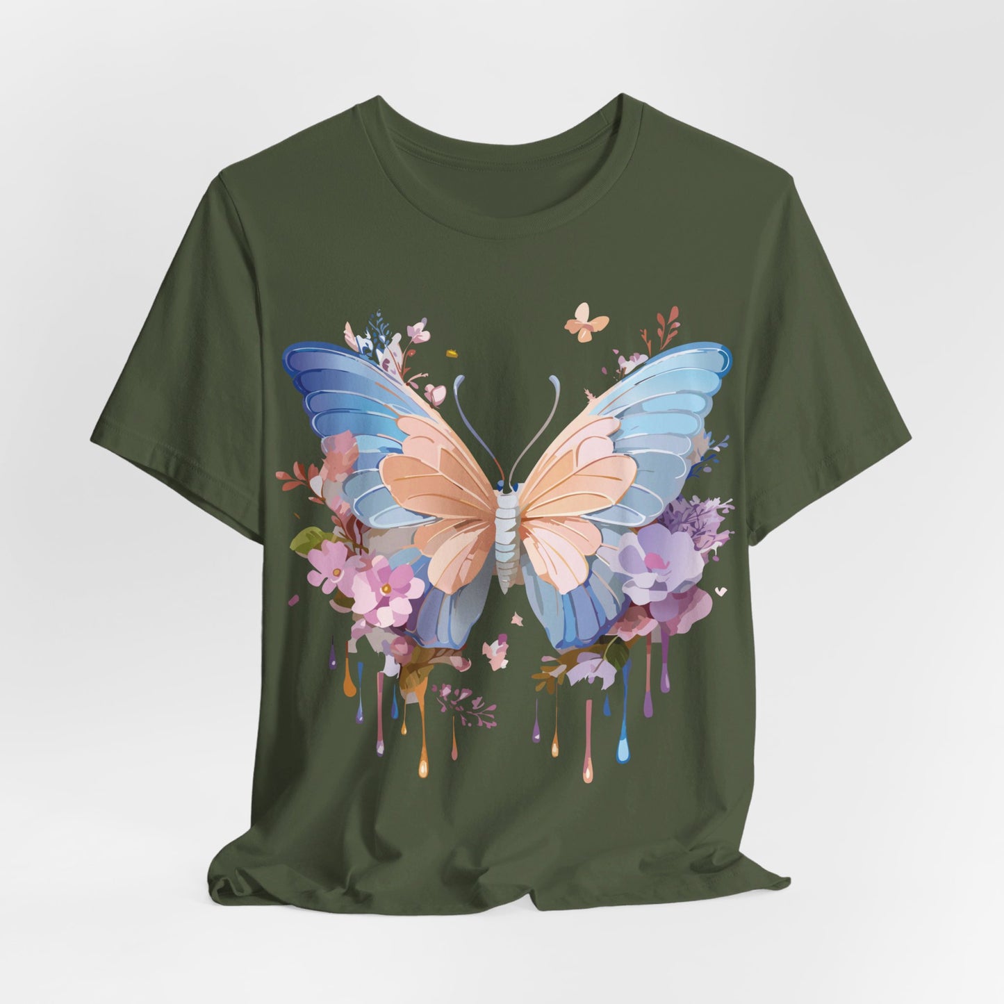 Natural Cotton Tee Shirt with Butterfly