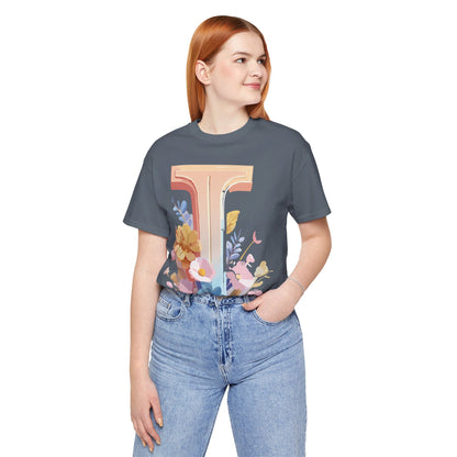 Natural Cotton Tee Shirt - Letters Collection - I Printify
