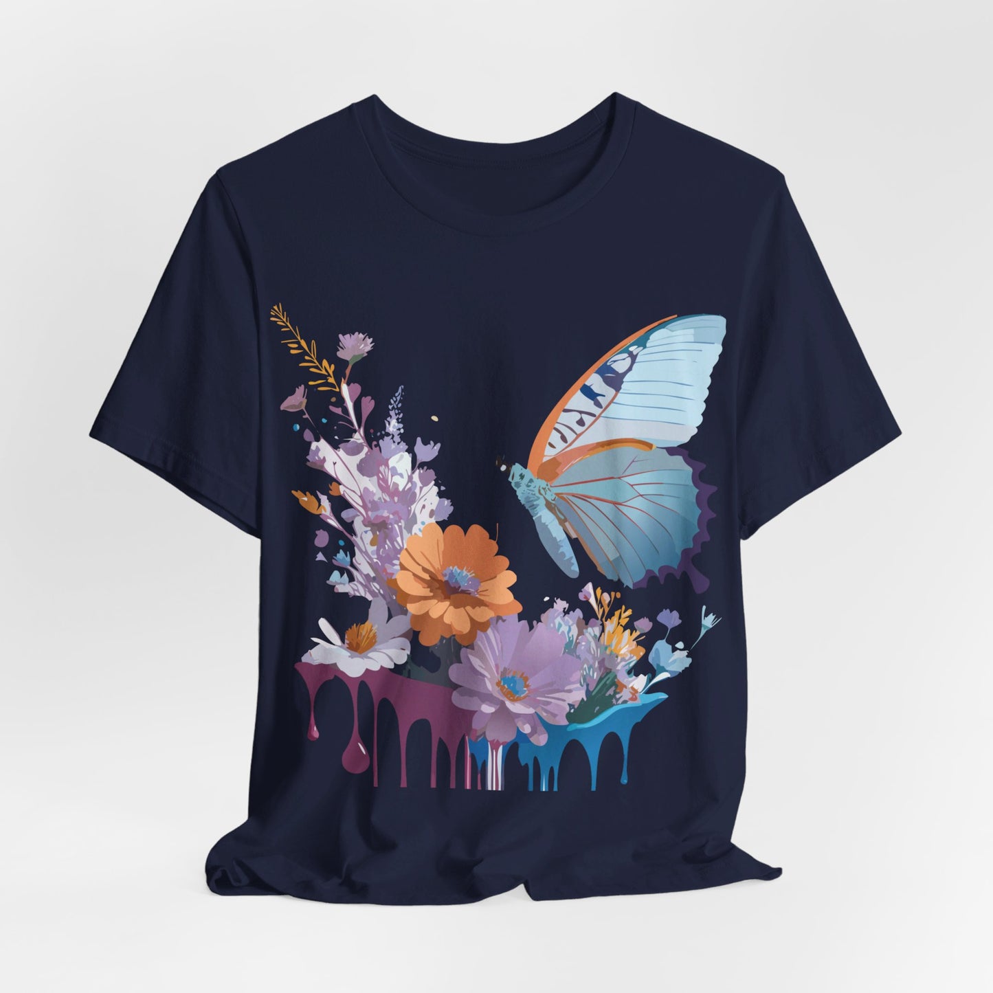 Natural Cotton Tee Shirt with Butterfly