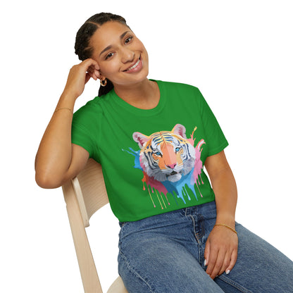 Tiger Print Unisex Softstyle T Shirt Gildan 64000 Comfort Tee