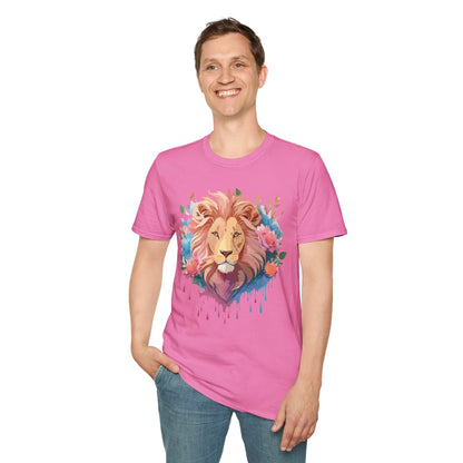 Lion Shirt Unisex Floral Lion Tee 100 Percent Cotton Softstyle Gildan 64000