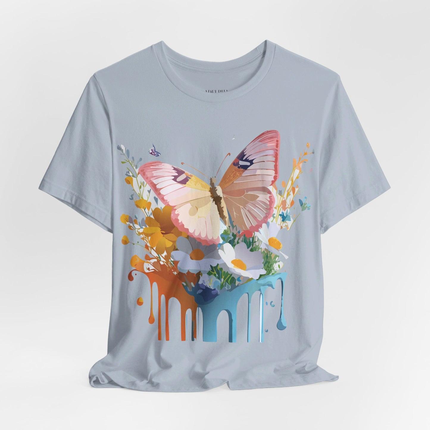 Natural Cotton Tee Shirt with Butterfly