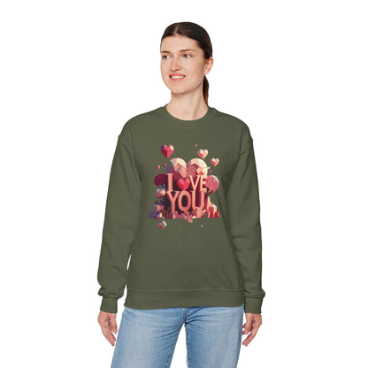 Unisex Heart Love Sweatshirt Floral Valentines Day Cotton Poly Fifty Fifty Blend