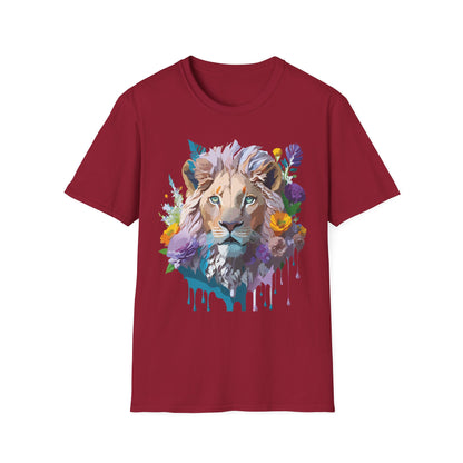 Unisex Lion Shirt Floral Lion Tee Animal Print Tee Gildan 64000