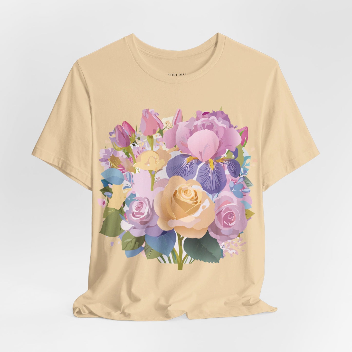 T-shirt en coton naturel avec fleurs