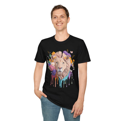 Unisex Lion Shirt Floral Lion Tee Softstyle 64000 Gildan Cotton Tee