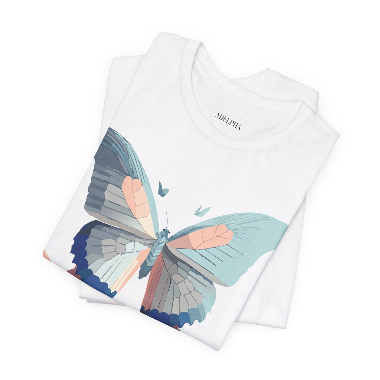 Natural Cotton Tee Shirt with Butterfly