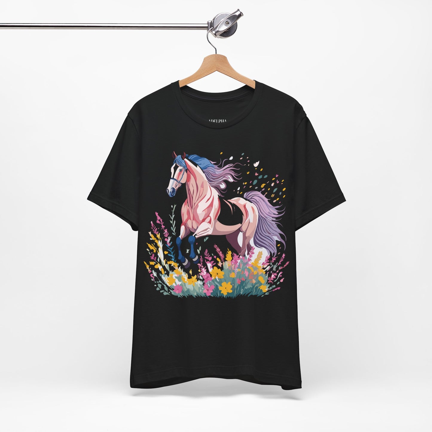 Natural Cotton Tee Shirt with Horse