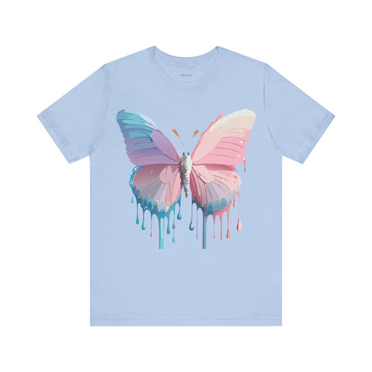 Natural Cotton Tee Shirt with Butterfly