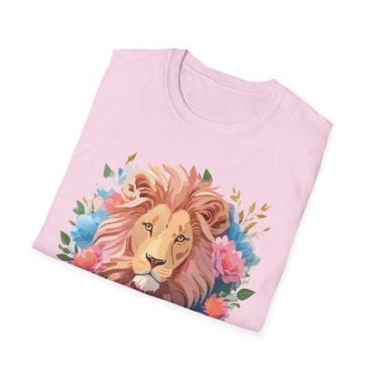 Lion Shirt Unisex Floral Lion Tee 100 Percent Cotton Softstyle Gildan 64000