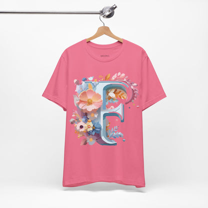 Natural Cotton Tee Shirt - Letters Collection - F Printify
