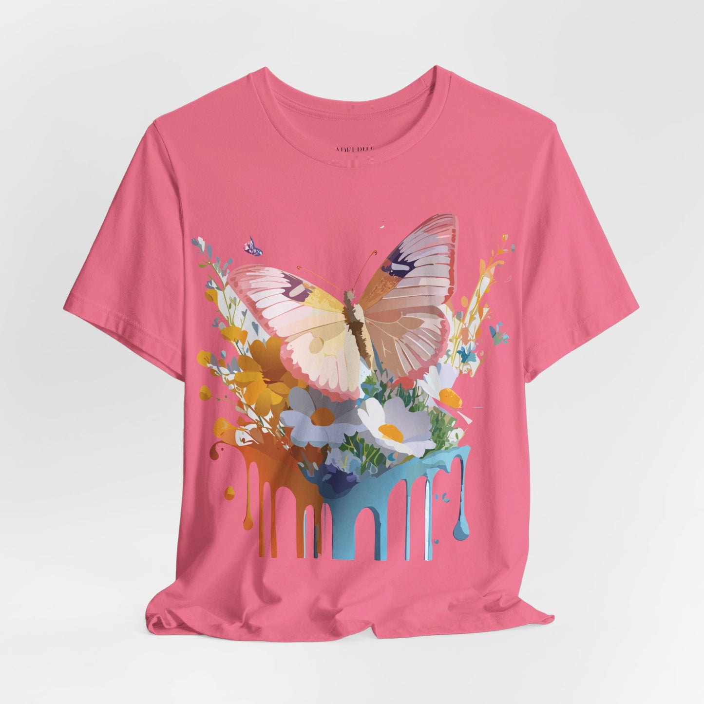 Natural Cotton Tee Shirt with Butterfly