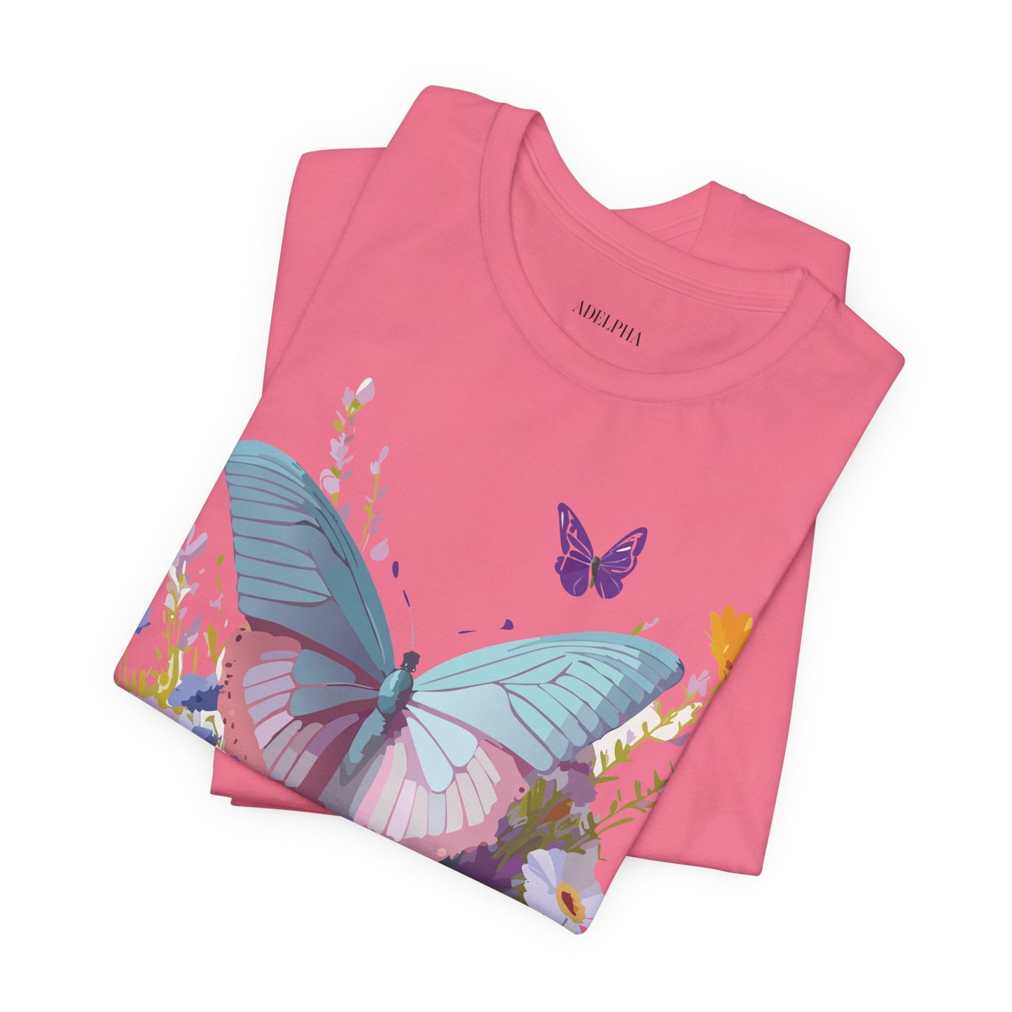 Natural Cotton Tee Shirt with Butterfly