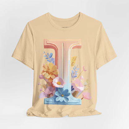 Natural Cotton Tee Shirt - Letters Collection - I Printify