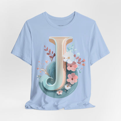 Natural Cotton Tee Shirt - Letters Collection - J Printify