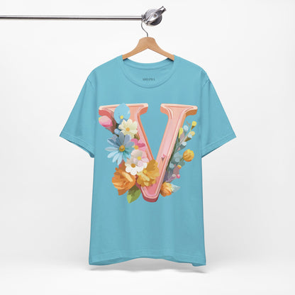 Natural Cotton Tee Shirt - Letters Collection - V Printify