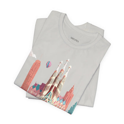 Natural Cotton Tee Shirt - Beautiful Places Collection - Barcelona Printify