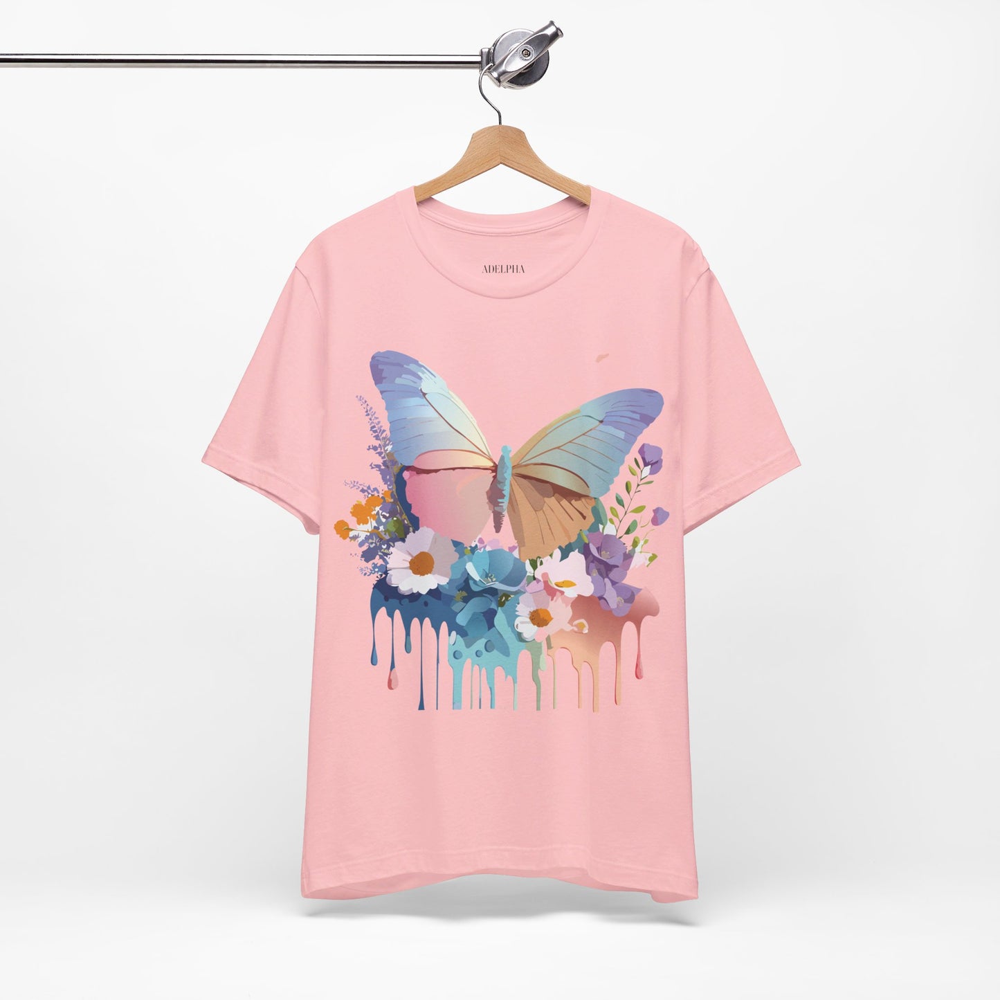 Natural Cotton Tee Shirt with Butterfly