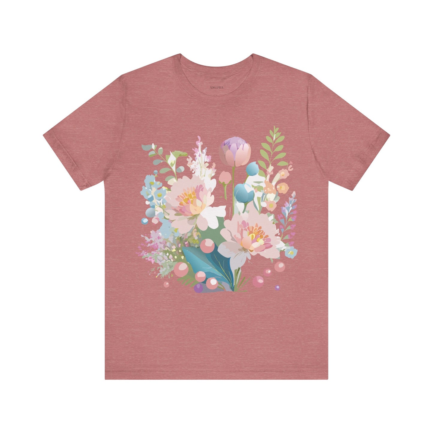 Natural Cotton Tee Shirt with Flowers