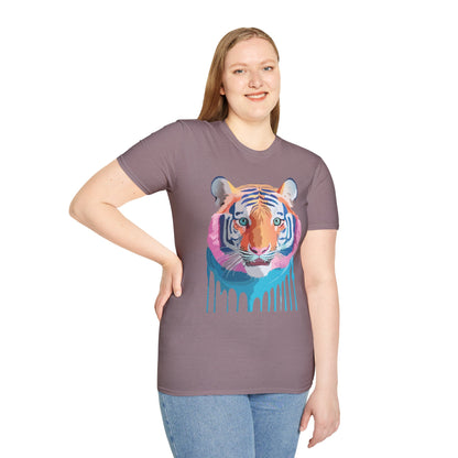 Tiger Print Unisex Softstyle Breathable Cotton Tee 64000 Gildan Shirt