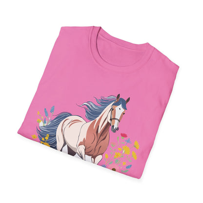 Unisex Horse Tee Softstyle Cotton Shirt With Animals Design Graphic