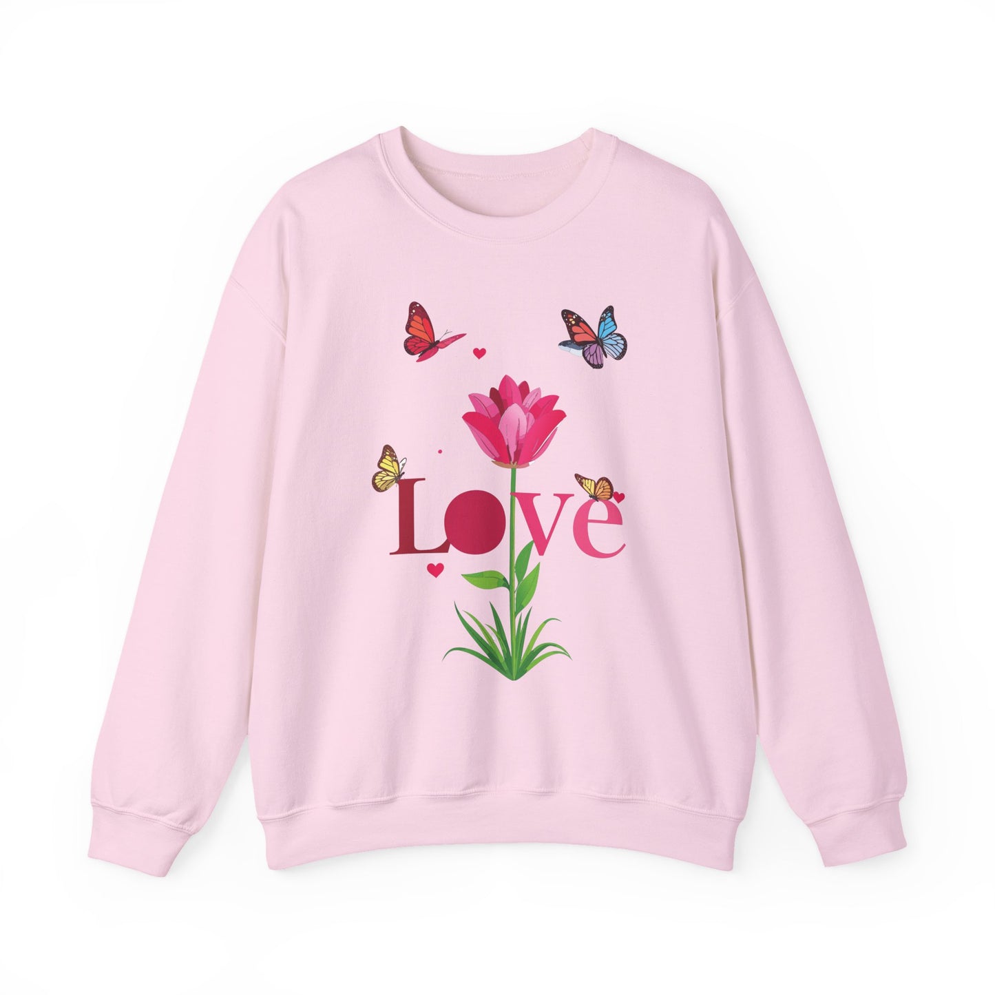 Unisex Floral Love Sweatshirt Floral Butterfly Design Cotton Poly Valentines Day