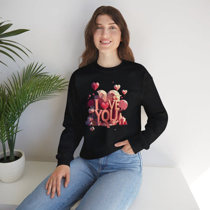 Unisex Heart Love Sweatshirt Floral Valentines Day Cotton Poly Fifty Fifty Blend