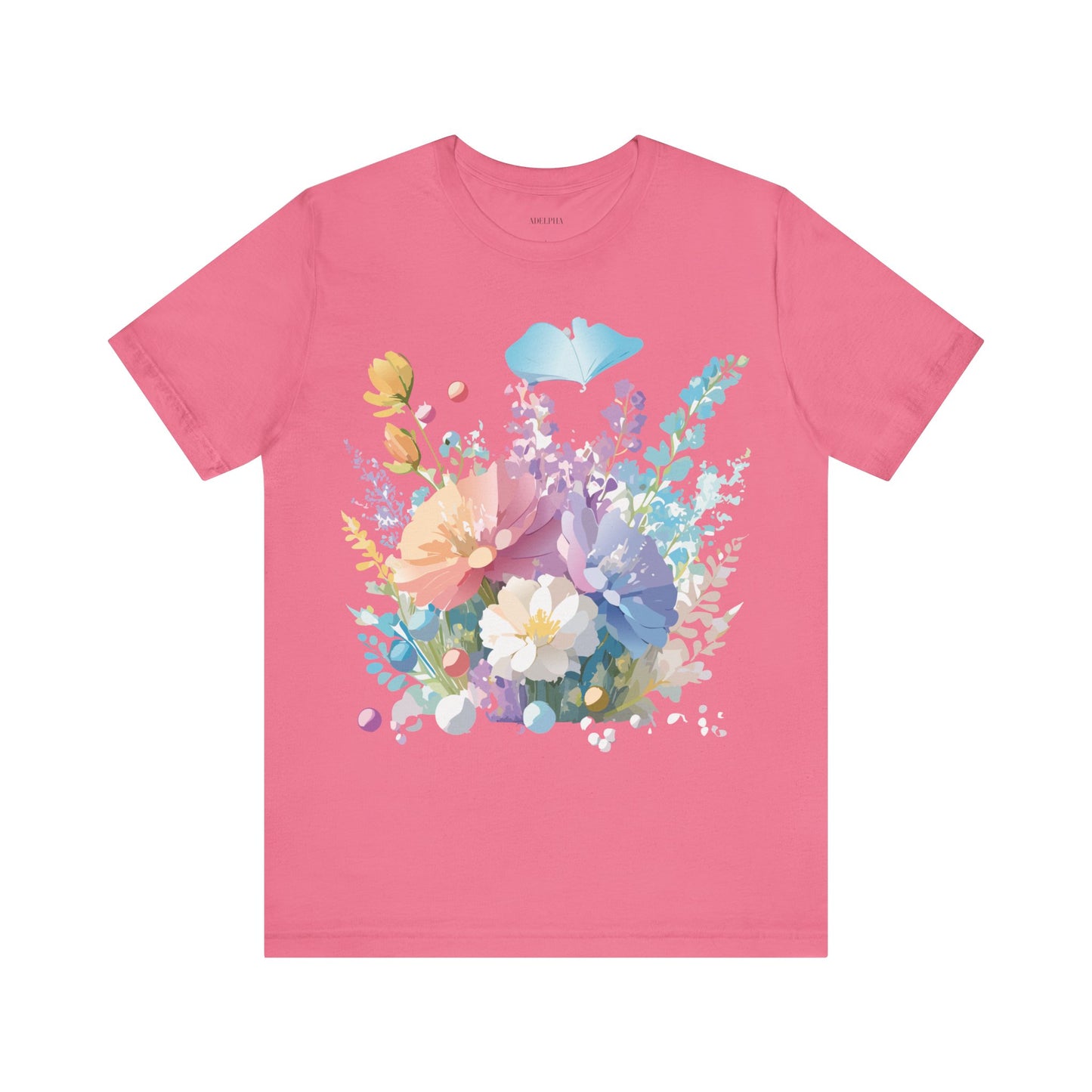 T-shirt en coton naturel avec fleurs