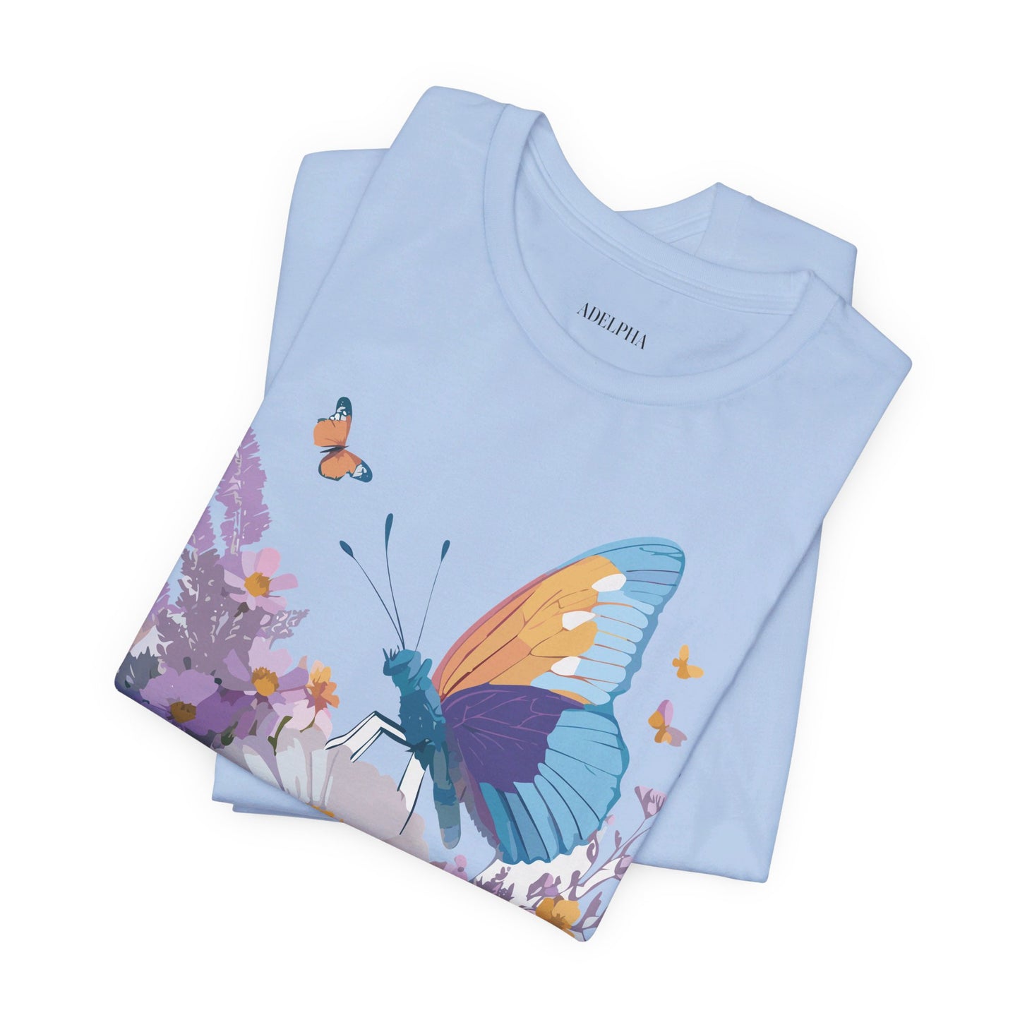 Natural Cotton Tee Shirt with Butterfly