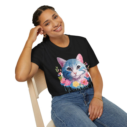 Cat Shirt Unisex Cat Tee Kitten Print Gildan Softstyle 64000