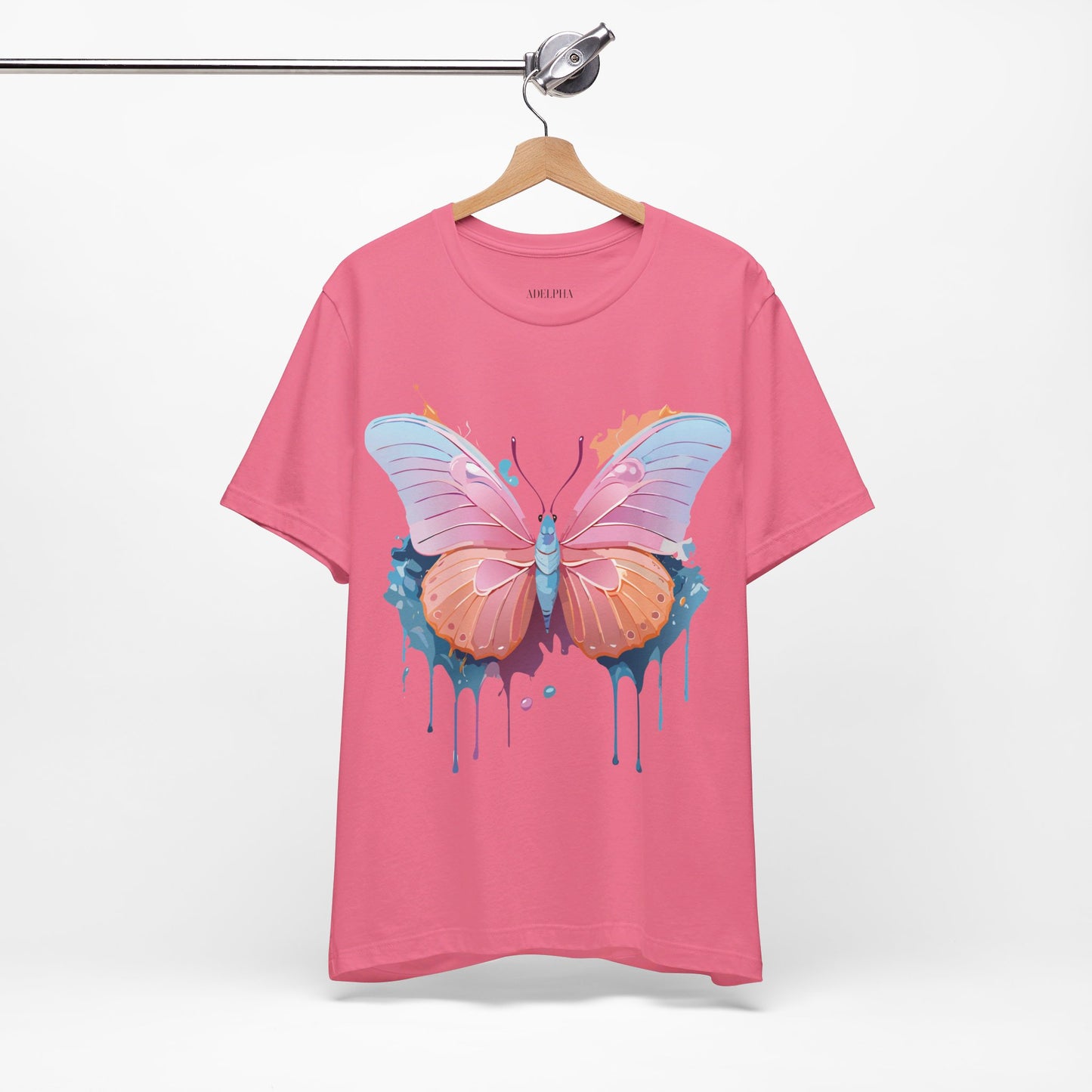 Natural Cotton Tee Shirt with Butterfly