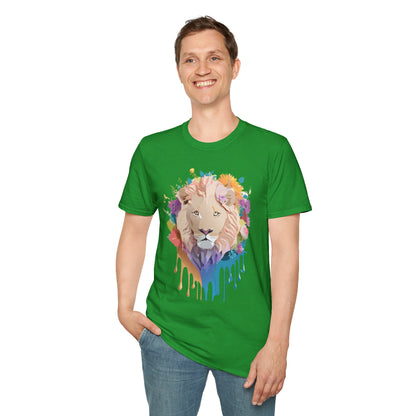 Unisex Lion Shirt Floral Lion Tee Softstyle Gildan 64000 100 Percent Cotton