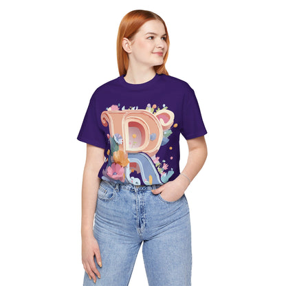 Natural Cotton Tee Shirt - Letters Collection - R Printify