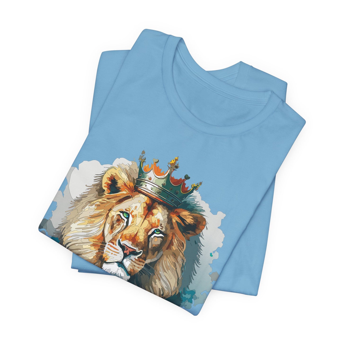 Lion with Crown Tee Unisex Cotton Watercolor King Lion Graphic T-Shirt 2