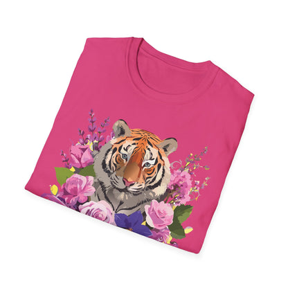 Tiger Print Shirt Unisex Animal Tee Softstyle Gildan 64000 Cotton