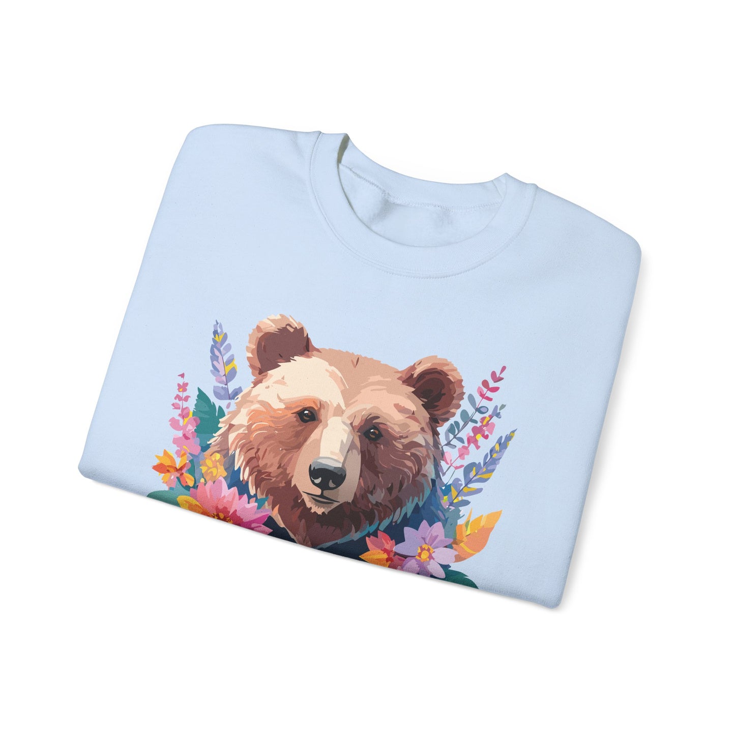 Unisex Floral Bear Sweatshirt, Animals Sweatshirt, Floral Sweatshirt, Art Design Sweatshirt