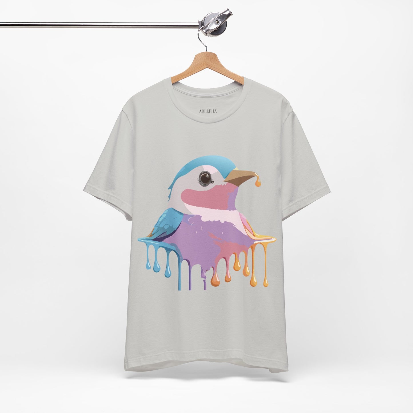 Natural Cotton Tee Shirt with Bird