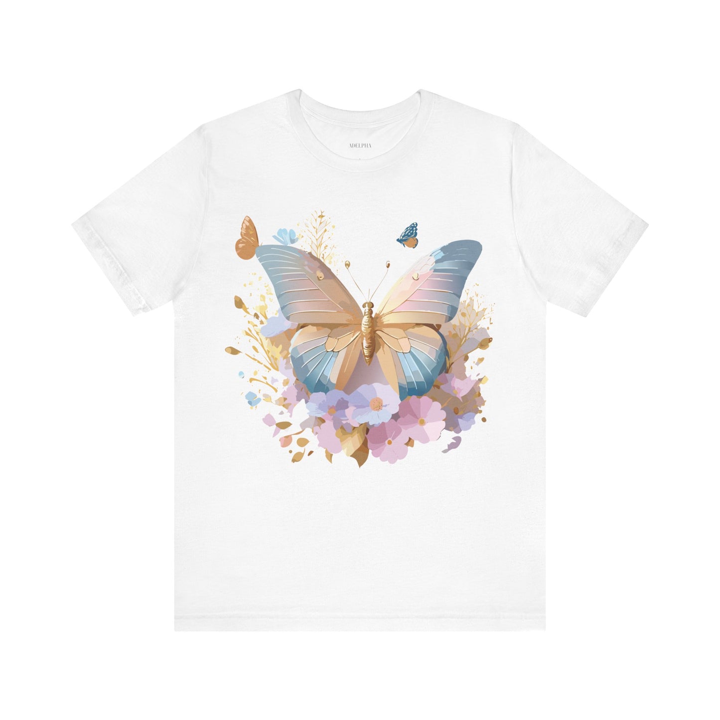 Natural Cotton Tee Shirt with Butterfly