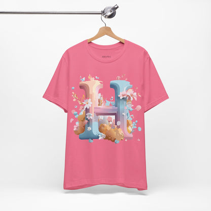 Natural Cotton Tee Shirt - Letters Collection - H Printify
