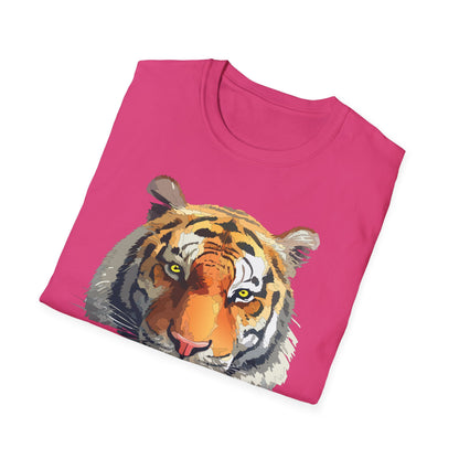 Tiger Print T Shirt Unisex Animal Tee 100 Percent Cotton Softstyle Gildan 64000