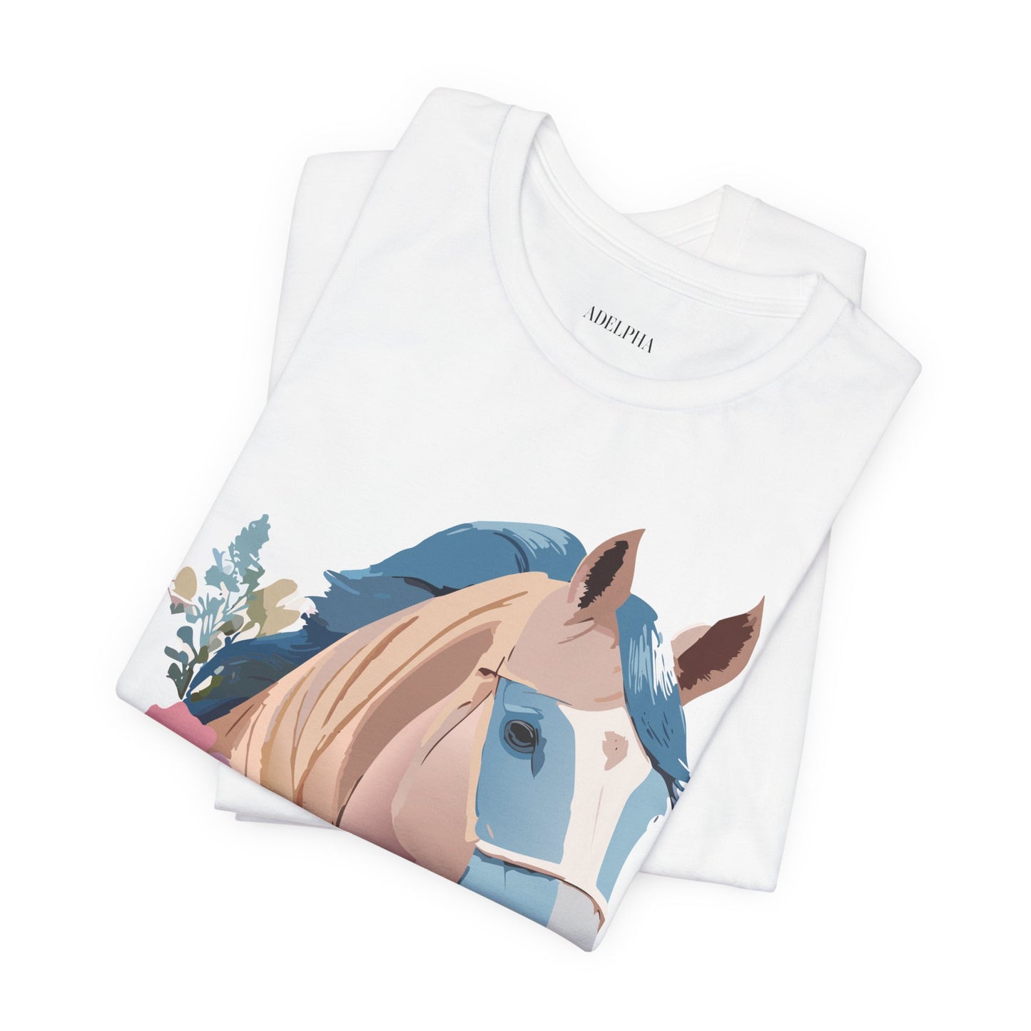 Natural Cotton Tee Shirt with Horse