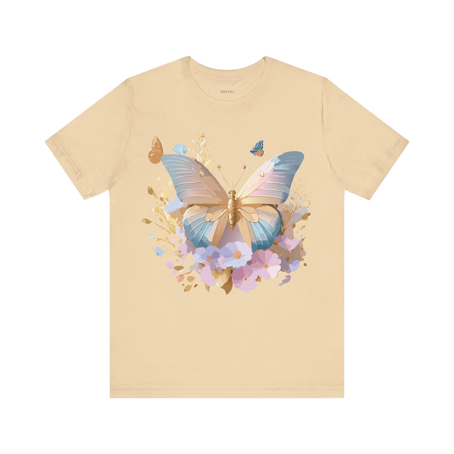 Natural Cotton Tee Shirt with Butterfly