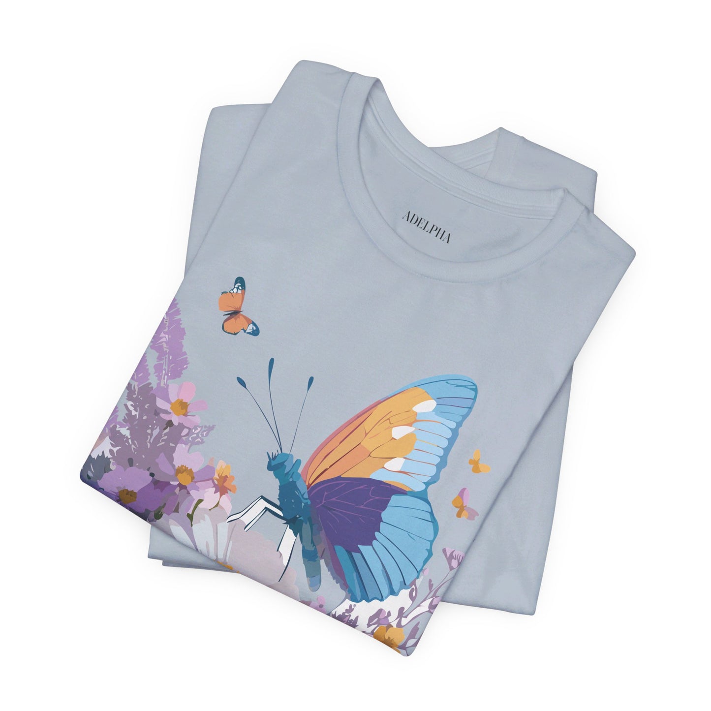 Natural Cotton Tee Shirt with Butterfly