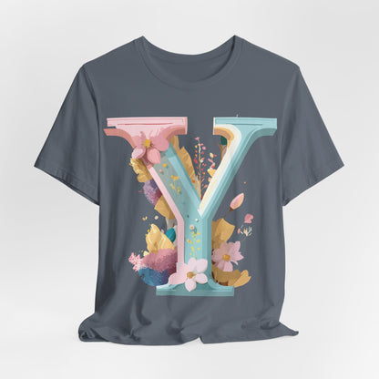 Natural Cotton Tee Shirt - Letters Collection - Y Printify