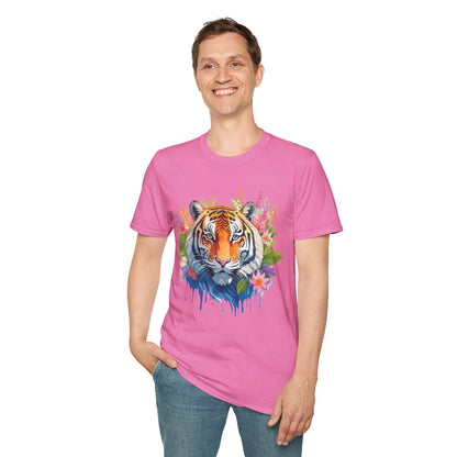 Tiger Print Unisex Gildan Softstyle Tee 64000 100 Percent Ring Spun Cotton