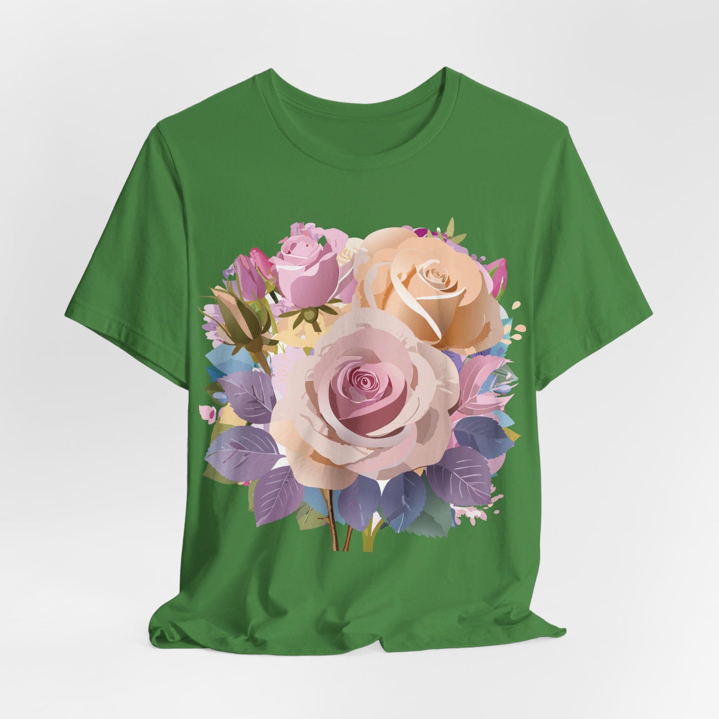 Natural Cotton Tee Shirt with Flowers