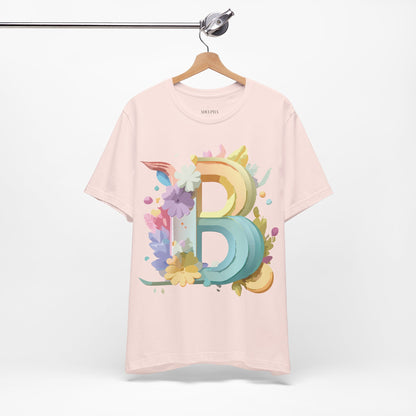 Natural Cotton Tee Shirt - Letters Collection - B Printify
