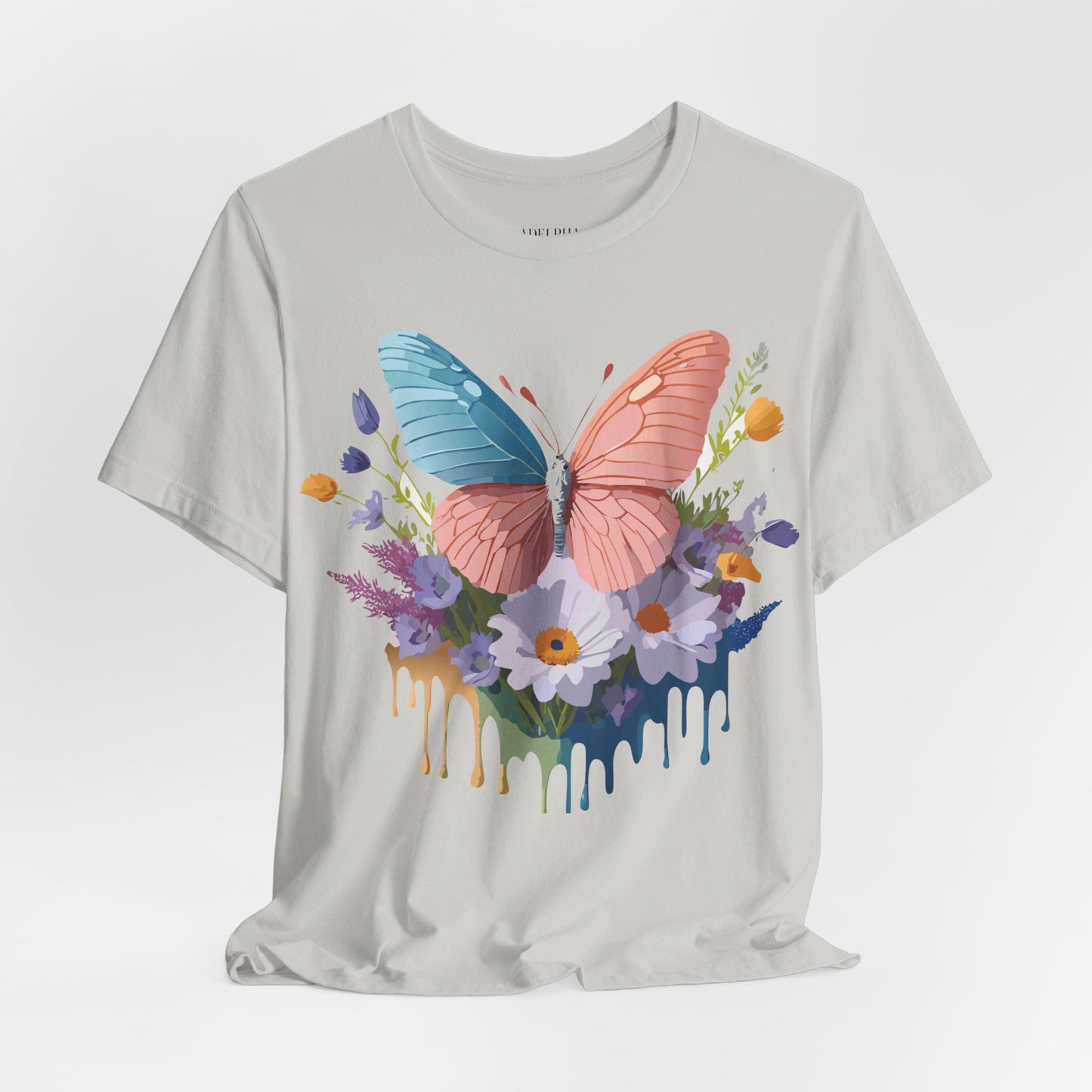 Natural Cotton Tee Shirt with Butterfly