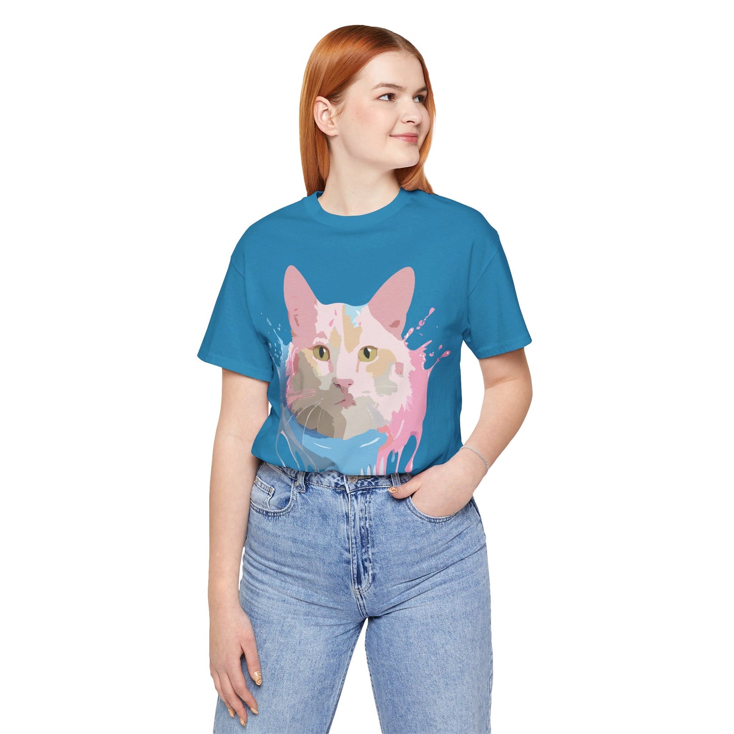 T-shirt en coton naturel avec chat