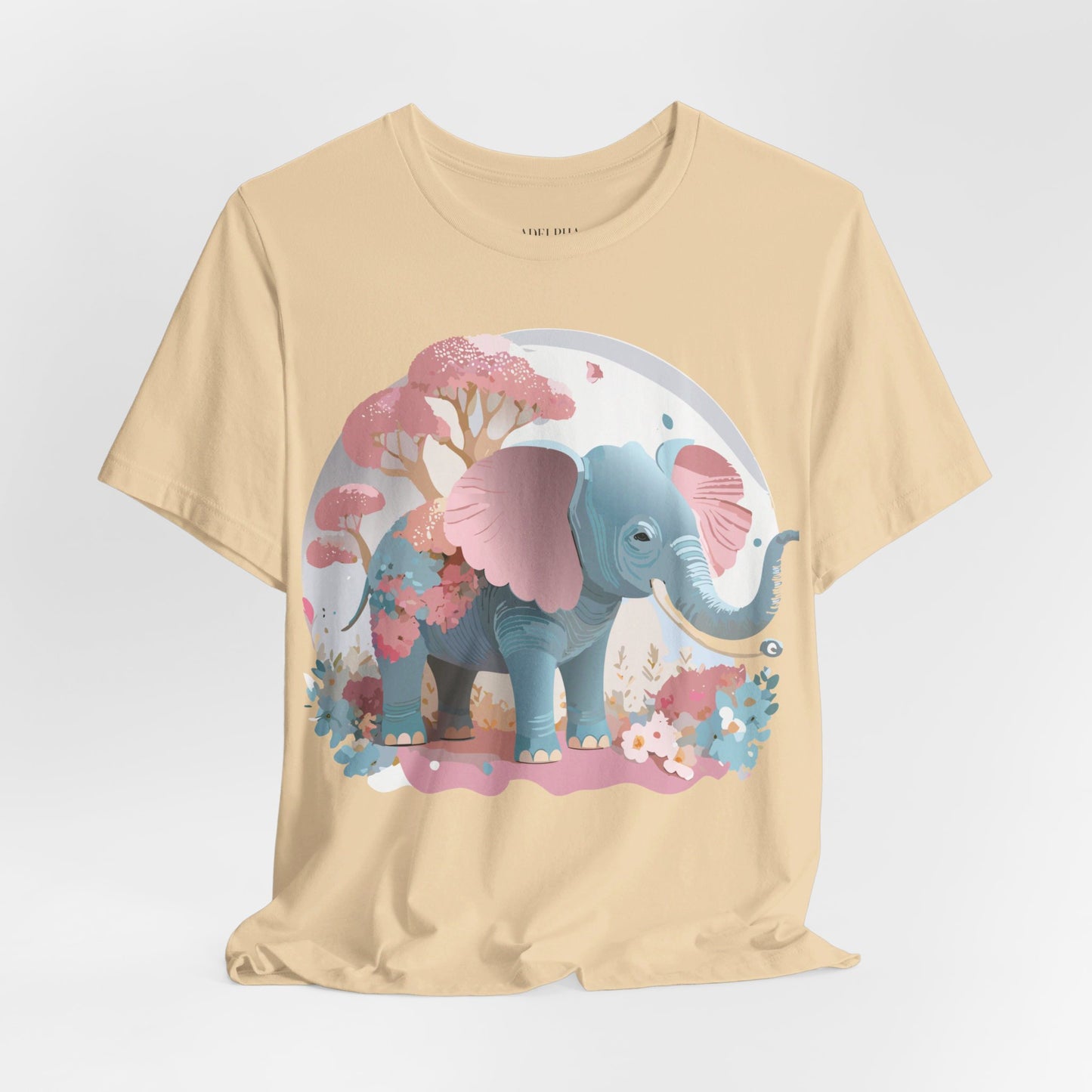 Natural Cotton Tee Shirt with Elephant